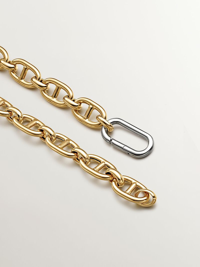45cm rope link chain made of 925 silver plated with 18K yellow gold image number 6